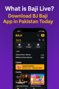 BJ Baji Live App Interface with Sports and Casino Games in Pakistan